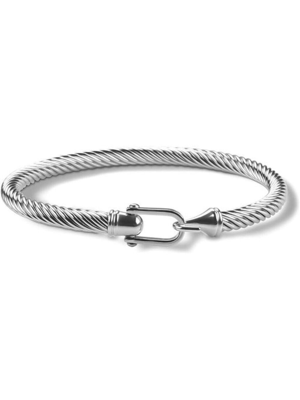 Twisted Cable Bracelet Womens Stainless Steel Cuff Bracelet Hook Clasp Jewelry